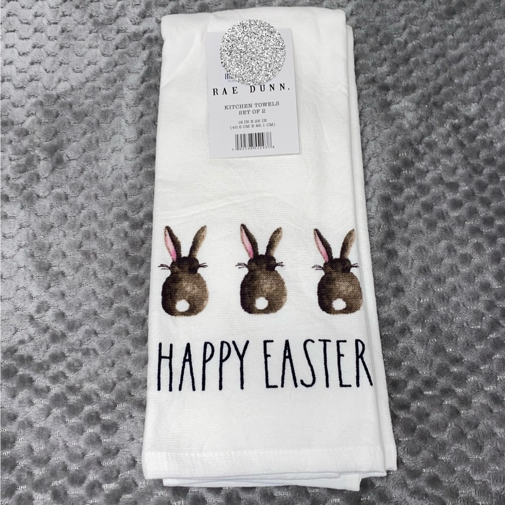 Rae Dunn HAPPY EASTER bunny kitchen towels - Picture 2 of 3